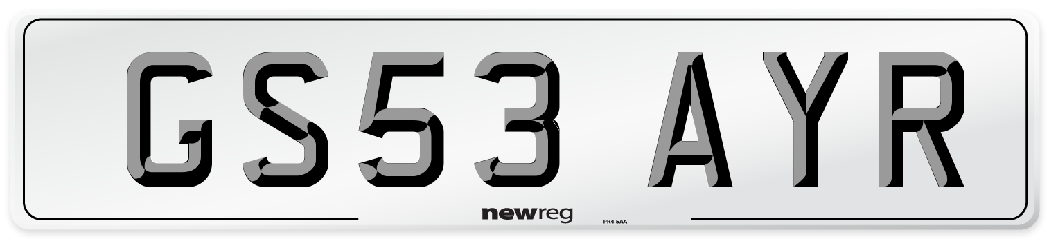 GS53 AYR Number Plate from New Reg